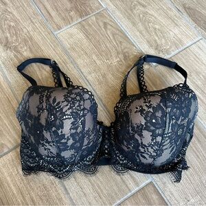 Victoria's Secret Black Lace Bra with Adjustable Straps and Underwire
